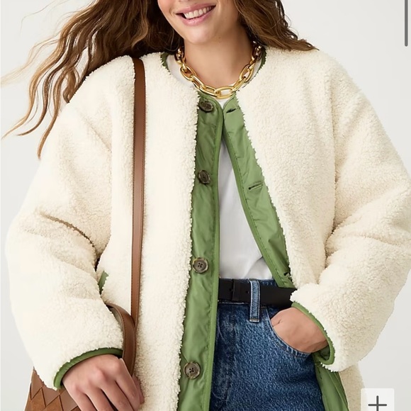 NWT J Crew Reversible Puffer Jacket with Primaloft in utility green - Picture 3 of 7